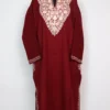 Afra Cashmilon Wool Pheran Maroon with Aari Embroidery