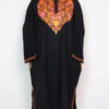 Cashmilon Wool Pheran in Black with Aari Work Rehmat