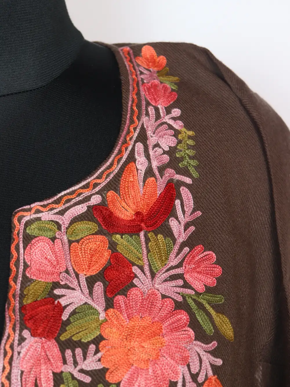 Beige Cashmilon Wool Pheran with Aari Work Arwa - Image 2