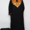Woolen Black 2pc Pheran Set in Cashmilon with Aari Embroidery Farzana