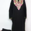 Black Cashmilon Wool 2pc Pheran Set with Maryam Aari Embroidery