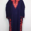 Cashmilon Mahira Dark Blue Woolen Pheran with Side Booti Aari Embroidery