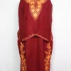 Arisha Maroon Cashmilon Wool Pheran with Side Booti Aari Work