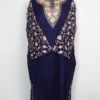 Dark Blue Cashmilon Wool Pheran with Sleeve Aari Embroidery Nigah