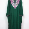 Dark Green Pheran With Aari Work In Cashmilon Wool Zoyah