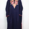 Aaminah Indigo Blue Pheran With Aari Work In Cashmilon Wool