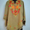 Beige Gousia Poncho in Cashmilon Wool with Aari Work
