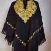 Black Cashmilon Wool Zehra Poncho with Aari Work