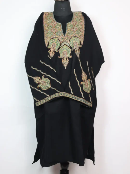 Black Cashmilon Wool Nida Pheran with Sozni Embroidery