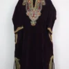 Wine Kashmiri Velvet Pheran with Dabka Embroidery Norain
