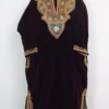 Kashmiri Hayat Wine Velvet Pheran with Dabka Embroidery