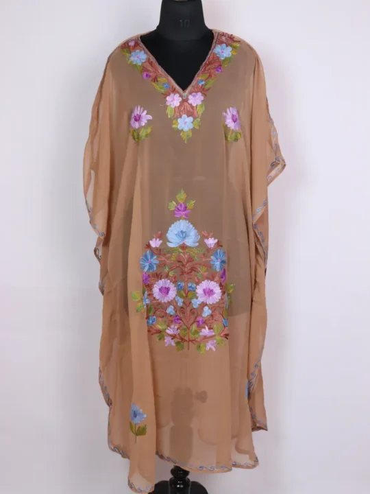 Kashmiri Brown Georgette Kaftan with Aari Work Anaya
