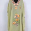 Areeba Kashmiri Mehndi Green Georgette Kaftan with Aari Work