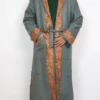 Grey Tweed Gown | Bathrobe Hand Aari Embroidered in Cashmilon Wool