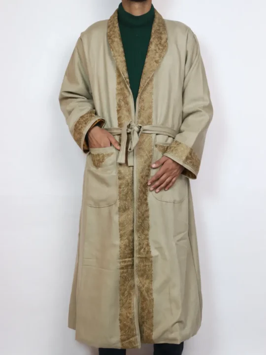 Grey Hue Gown | Bathrobe Aari Embroidered in Cashmilon Wool