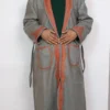 Kashmiri Grey Tweed Gown | Bathrobe Hand Aari Embroidered