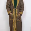 Brown Gown | Bathrobe Aari Embroidered in Tweed Wool