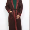 Dark Brown Gown | Bathrobe Aari Embroidered in Tweed Wool