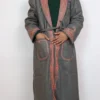 Grey Gown | Bathrobe Aari Embroidered in Tweed Wool