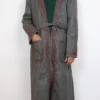 Kashmiri Tweed Wool Grey Gown | Bathrobe with Hand Aari Embroidery