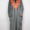 Kashmiri Nayab Grey Aari Work Loose Pheran in Velvet
