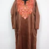 Kashmiri Rehba Brown Aari Work Loose Pheran in Velvet