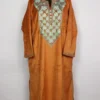 Kashmiri Mishal Orange Aari Work Loose Pheran in Velvet