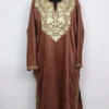 Brown Kashmiri Aari Work Loose Pheran in Velvet Anabia