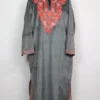 Kashmiri Hena Aari Work Grey Loose Pheran in Velvet