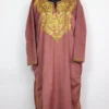 Kashmiri Duha Aari Work Pink Loose Pheran in Velvet