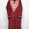 Kashmiri Aari Work Maroon Loose Pheran in Velvet Aaliya