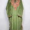 Kashmiri Reha Aari Work Green Loose Pheran in Velvet