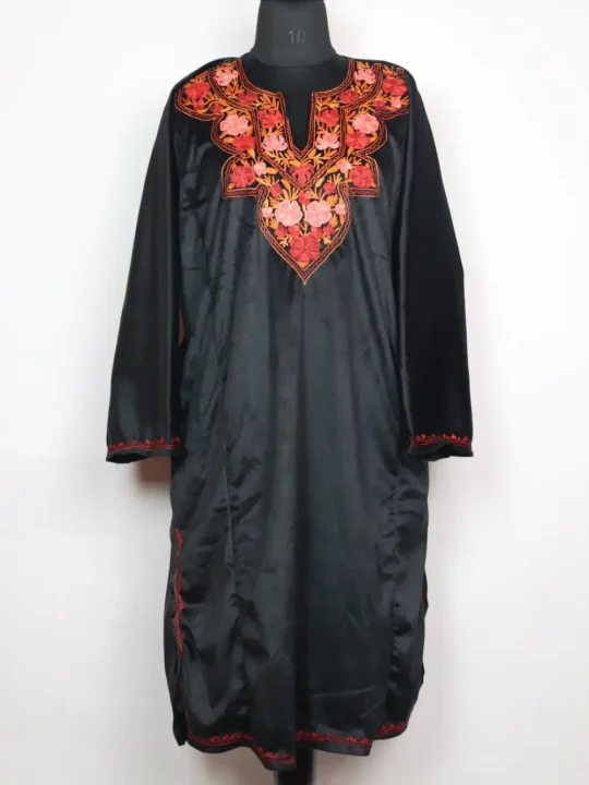 Kashmiri Pakeeza Aari Work Loose Black Pheran in Velvet