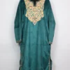 Sea Green Haya Kashmiri Aari Work Loose Pheran in Velvet