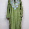 Kashmiri Aari Work Green Loose Pheran in Velvet Nimrah