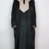 Black Loose Pheran Sama With Zari Tilla Work In Velvet