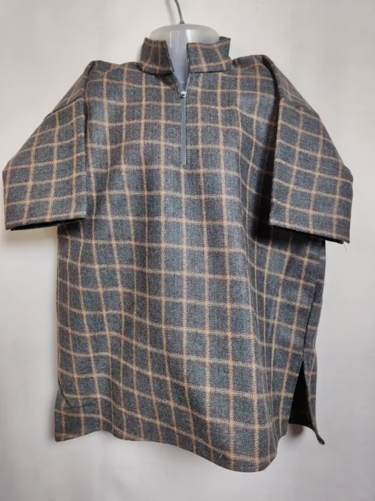 Rufaid Brown Kashmiri Kids Check Pheran in Tweed Wool (2-3 years)