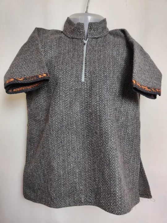 Rauf Kashmiri Dark Grey Lakeer Kids Pheran in Tweed Wool for Kids (1-2 years)