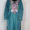 Blue Velvet Long Kurti in Aari Work Aizah