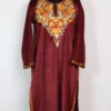 Long Maroon Velvet Kurti in Aari Embroidery Nazaqat