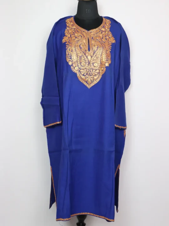 Raffal Wool Nausheen Pheran in Purple with Botte Tilla Embroidery