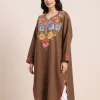Mehr Original Poshish Tweed Aari Work Brown Pheran from Kashmir | 100% Pure Wool