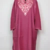 Pink Raffal Wool Loose Pheran Ayzel with Aari Work