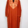 Loose Aari Work Rustic Orange Pheran in Ayzel Raffal Wool