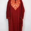 Aari Embroidered Maroon Pheran in Raffal Wool Ayzel