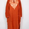 Rustic Orange Aari Embroidered Pheran in Ayzel Raffal Wool