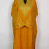 Jameel Mustard Pheran In Raffal Wool with Sleeve Aari Work