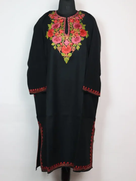 Raffal Wool Black Pheran with Aari Embroidery Isha
