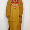 Mustard Pheran Haya with Aari Embroidery In Raffal Wool