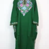 Dark Green Pheran Mahjabeen With Aari Work in Raffal Wool